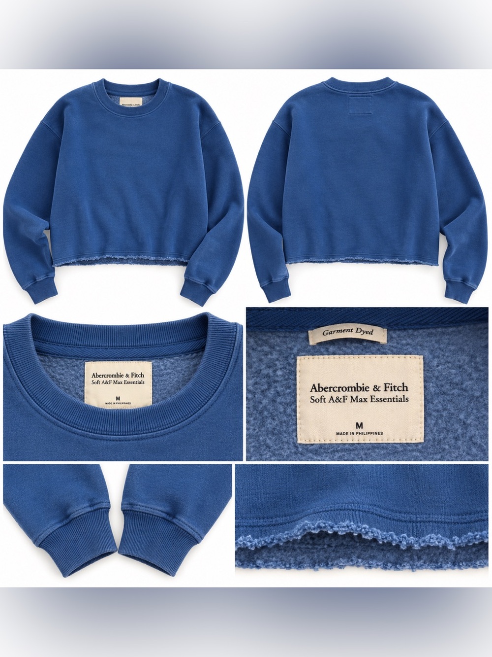 Abercrombie & Fitch Soft A&F Max Essentials Blue Cropped Sweatshirt Size M
